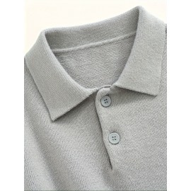 Men'S Casual Solid Color Button-Design Sweater | 100% Polyester Knit Fabric | Medium Stretch | Polo Collar | Loose Fit | Fall/Winter Collection