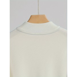 Men'S Fall/Winter Casual Knit Pullover Sweater, Solid Color, Long Sleeve, Slight Stretch, Regular Fit with High Neck Collar