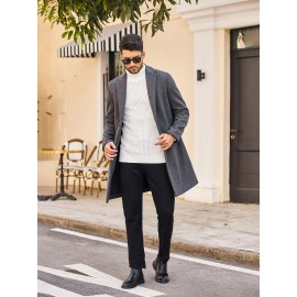 Men's Slim Fit Turtleneck Sweater - Casual Solid Color Knit Pullover for Fall/Winter, Polyester Blend, Best for Christmas