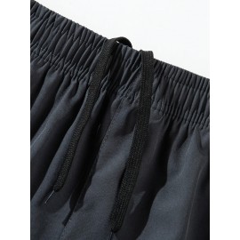 Men's Breathable Quick-Dry Casual Shorts with Zipper Pocket - Perfect for Fitness & Leisure, Machine Washable