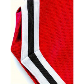 Men's Stripes Decor Sports Shorts With Drawstrings, Elastic Waist Quick-drying Shorts For Summer Daily Outdoor Basketball Sport