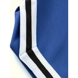 Men's Stripes Decor Sports Shorts With Drawstrings, Elastic Waist Quick-drying Shorts For Summer Daily Outdoor Basketball Sport