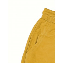 Men'S Casual Halloween-Themed Drawstring Shorts, Cotton Knit Fabric, Solid Color, Regular Fit, Elastic Waistband - Summer Leisure Pants