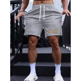 1pc Men'S Fashion Gold-Print Geometric-Pattern Shorts, Casual Knit Fabric with Pockets, Regular Fit Polyester Sports Pants with Slight Stretch